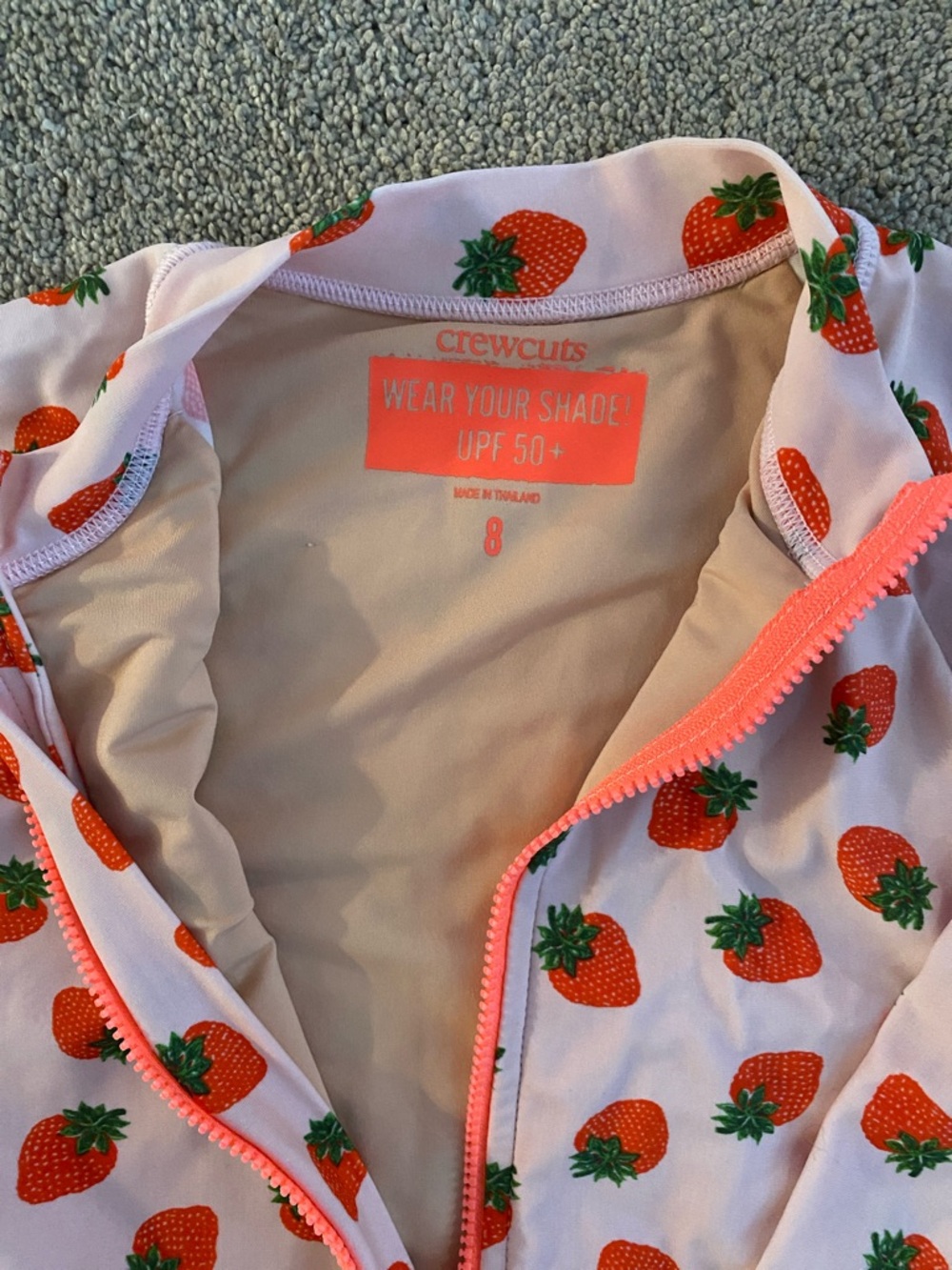 Crewcuts Pink Strawberry Zip Front Rash Guard - Picture 2 of 4